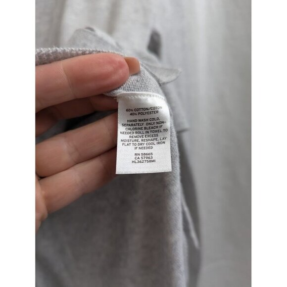 Hinge womens size small light gray cardigan sweater with ruffle detail v neck H1 - Picture 3 of 7